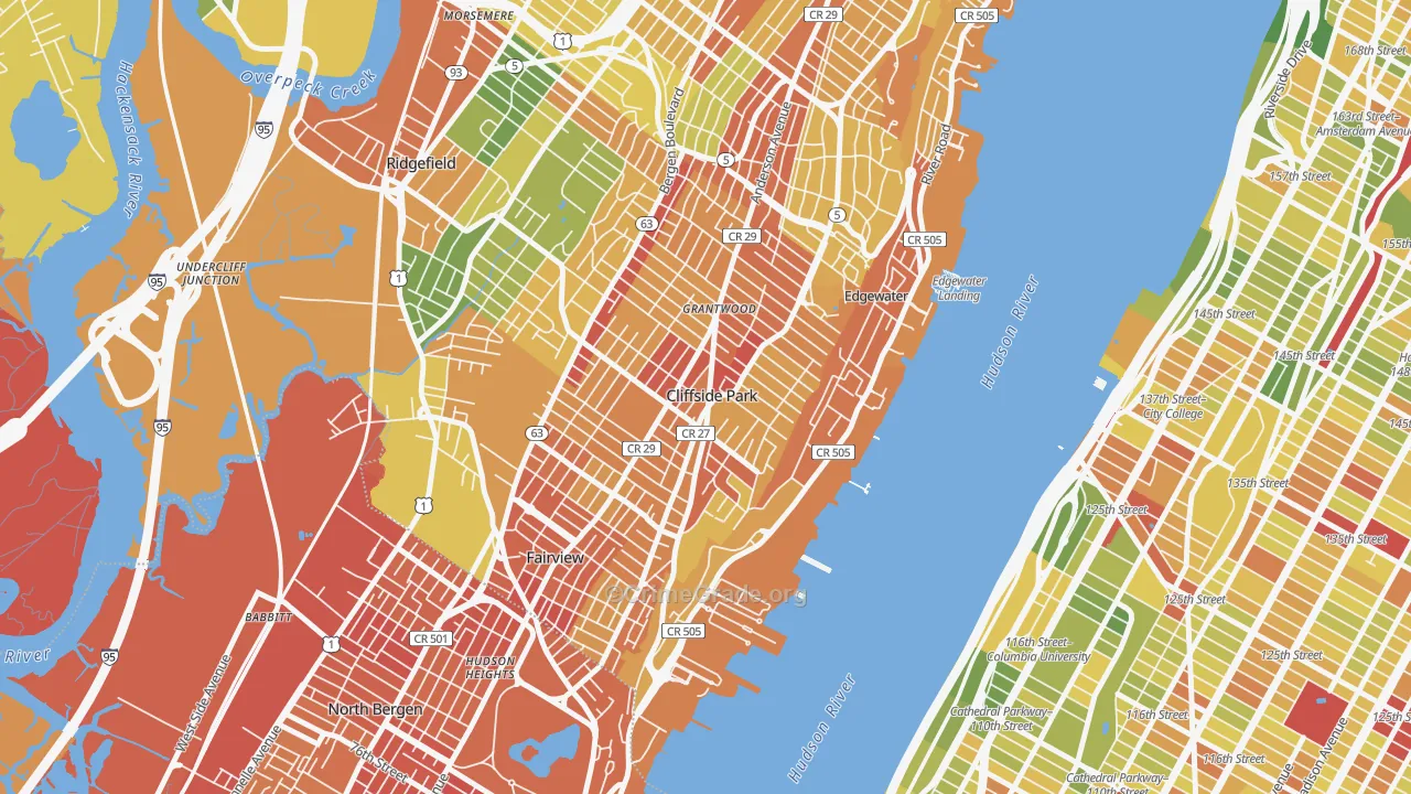 Cliffside Park, NJ Map of Drug-Related Crime Rates