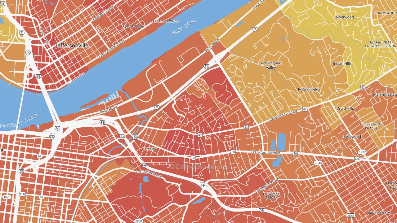 Clifton Heights, Louisville, KY Map of Drug-Related Crime Rates