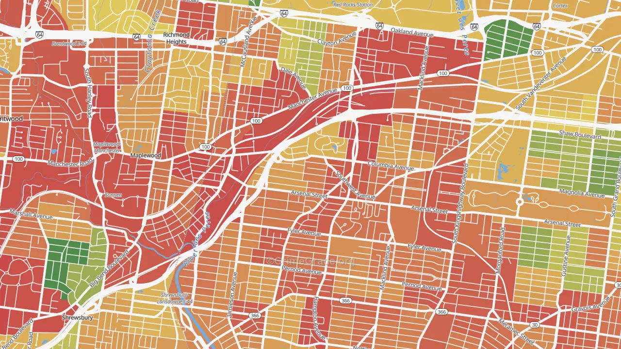 Clifton Heights, St. Louis, MO Map of Drug-Related Crime Rates