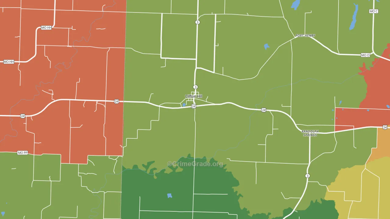 Clifton Hill, MO Map of Drug-Related Crime Rates