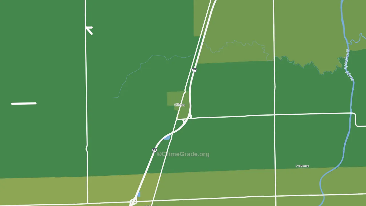 Clifton, IL Map of Drug-Related Crime Rates