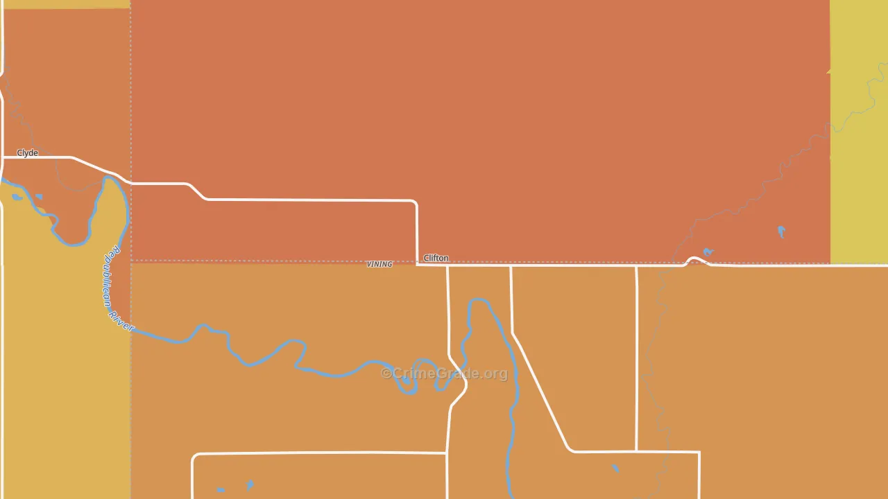 Clifton, KS Map of Drug-Related Crime Rates