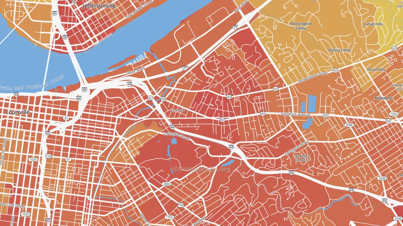 Clifton, Louisville, KY Map of Drug-Related Crime Rates