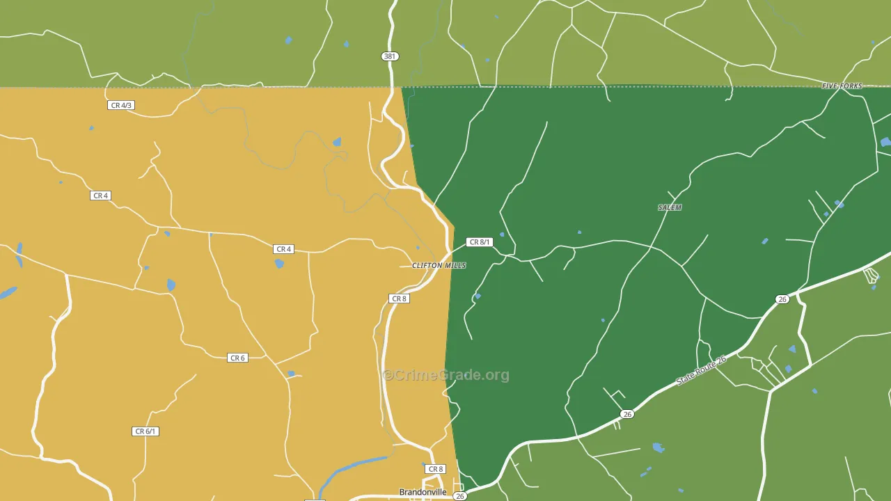 Clifton Mills, WV Map of Drug-Related Crime Rates