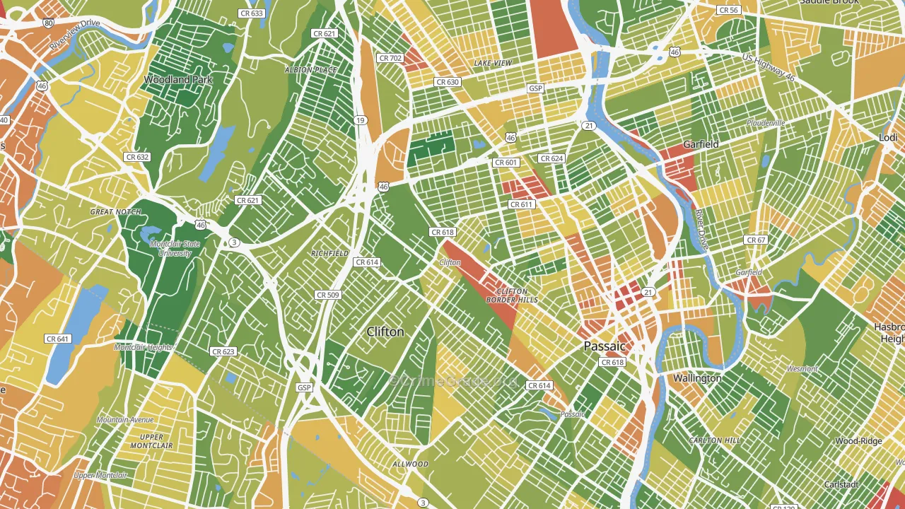 Clifton, NJ Map of Drug-Related Crime Rates