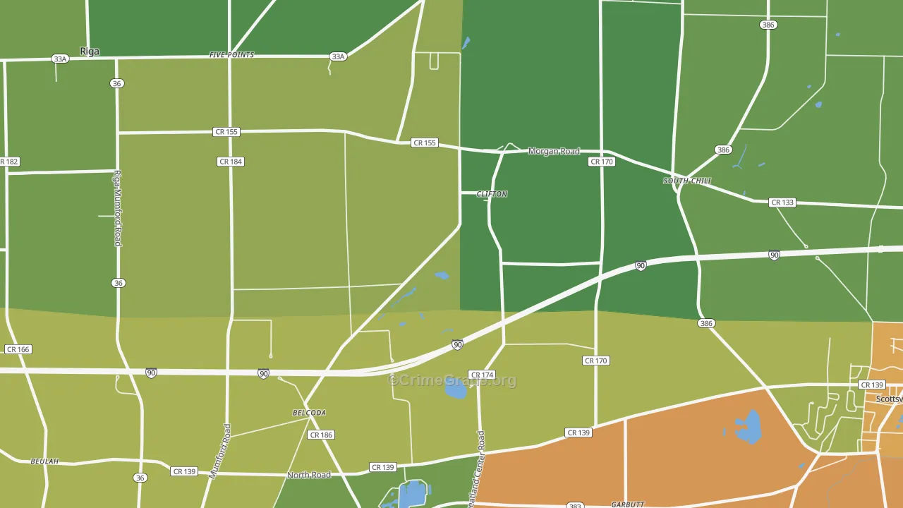 Clifton, NY Map of Drug-Related Crime Rates