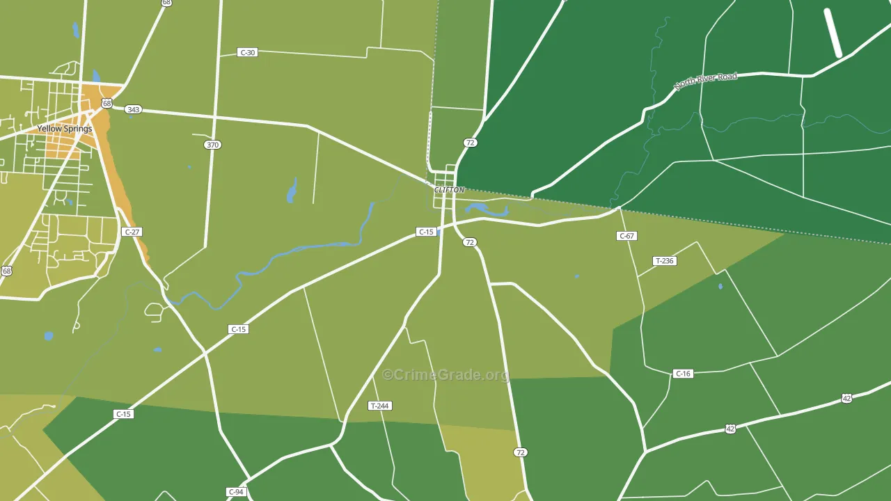 Clifton, OH Map of Drug-Related Crime Rates
