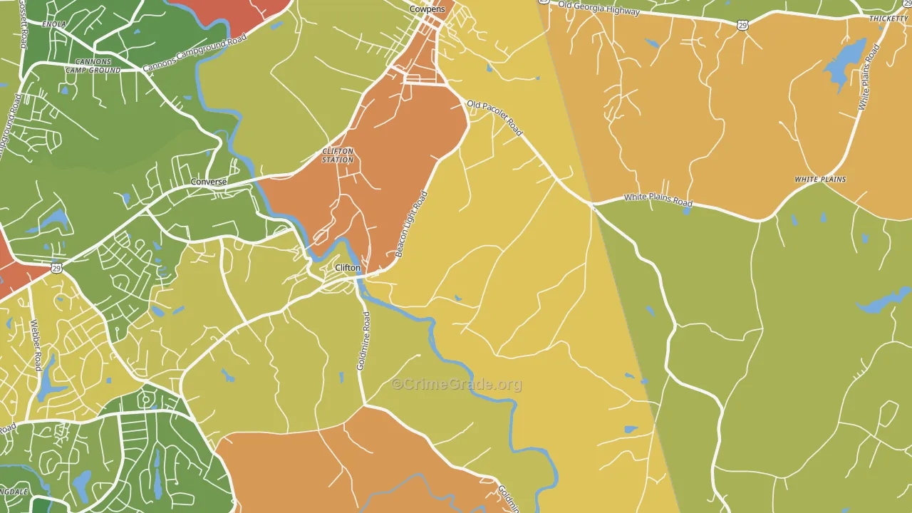 Clifton, SC Map of Drug-Related Crime Rates