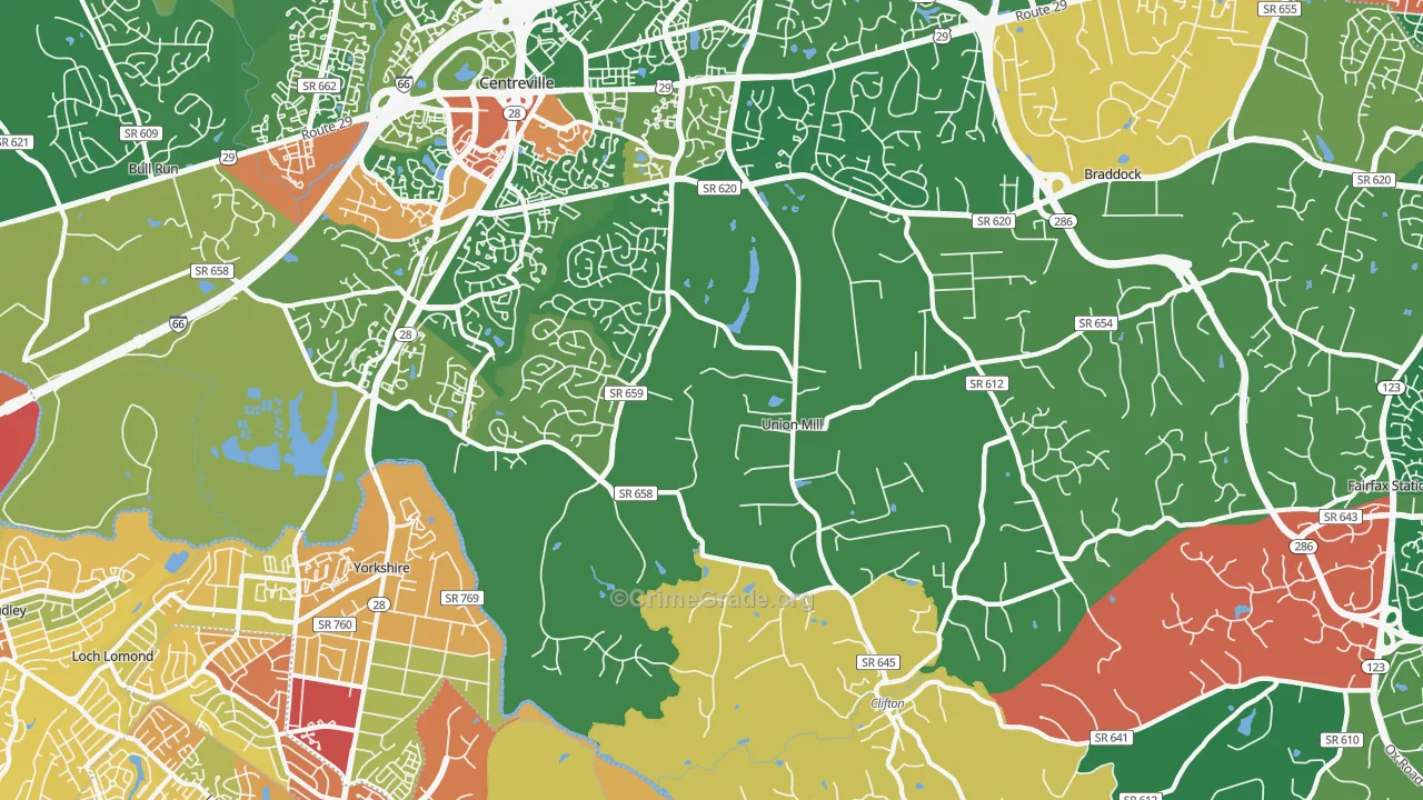 Clifton, VA Map of Drug-Related Crime Rates