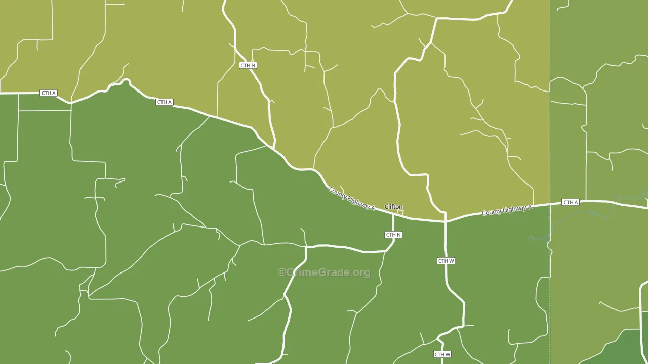 Clifton, WI Map of Drug-Related Crime Rates