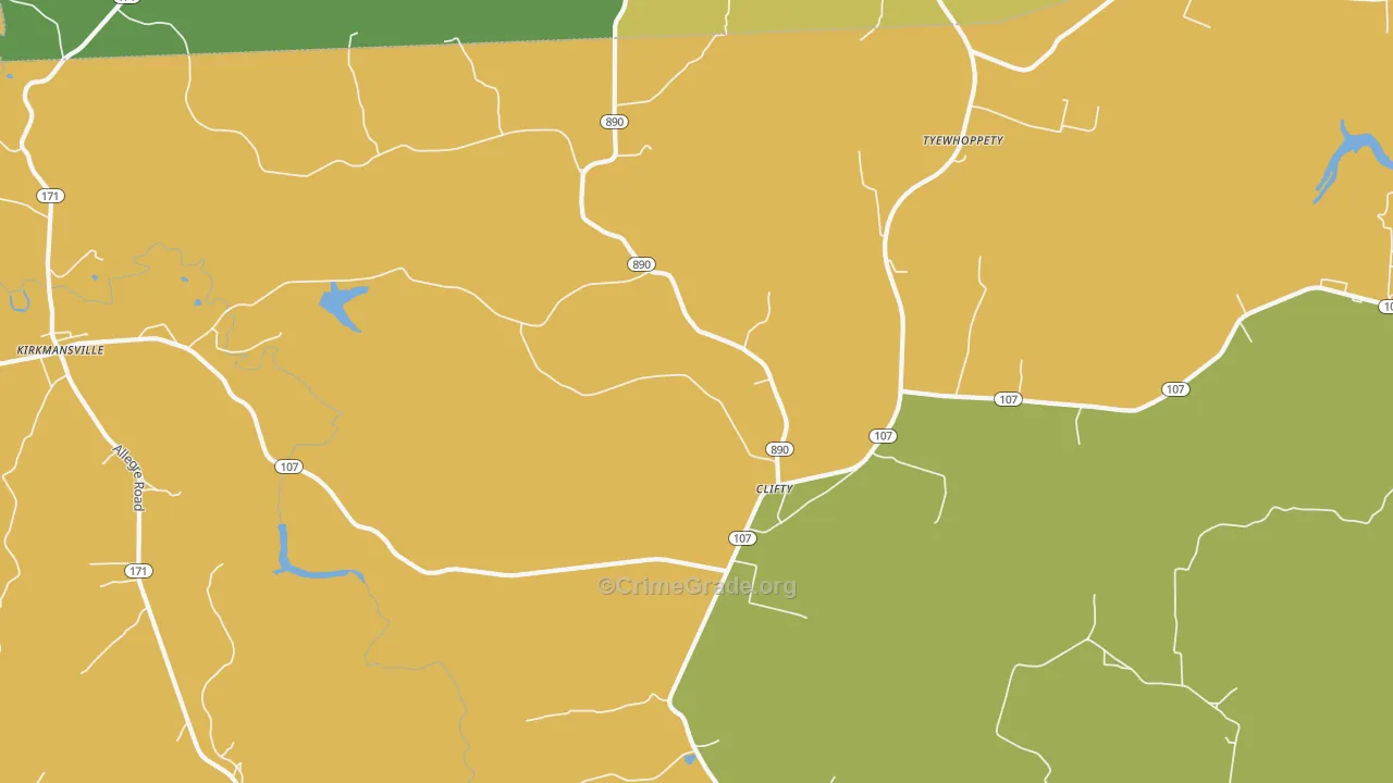 Clifty, KY Map of Drug-Related Crime Rates