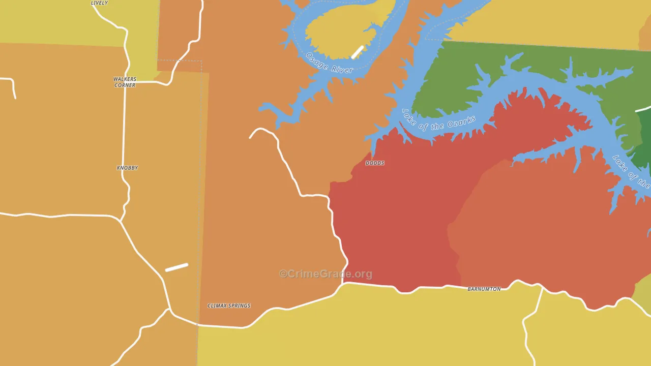 Climax Springs, MO Map of Drug-Related Crime Rates