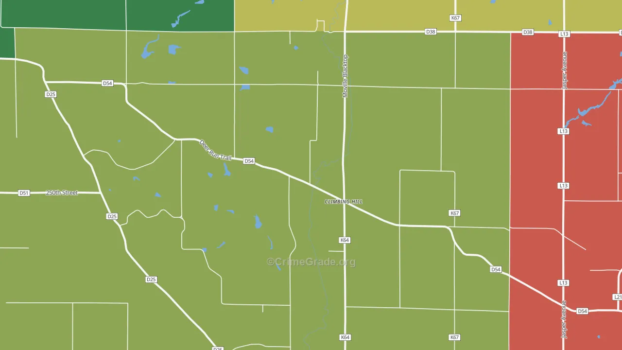 Climbing Hill, IA Map of Drug-Related Crime Rates