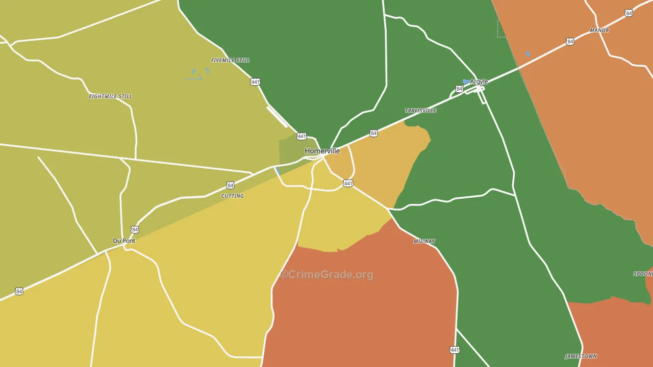 Clinch County, GA Map of Drug-Related Crime Rates