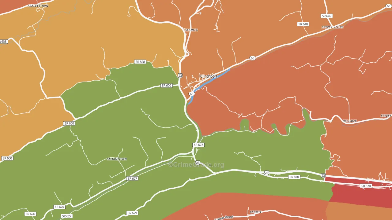 Clinchport, VA Map of Drug-Related Crime Rates