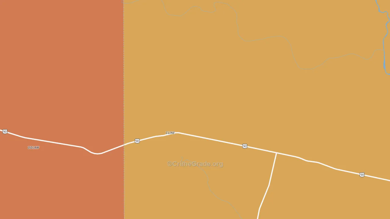 Cline, TX Map of Drug-Related Crime Rates