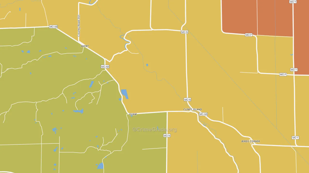 Clines Island, MO Map of Drug-Related Crime Rates