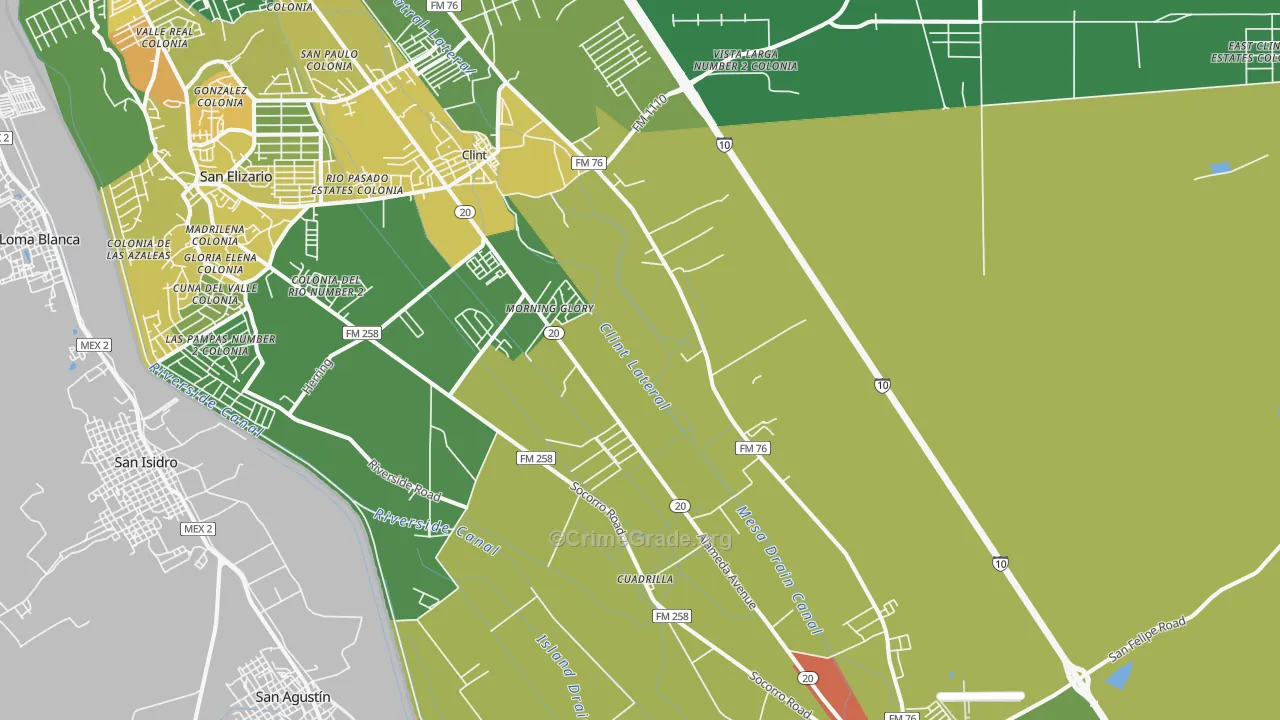 Clint, TX Map of Drug-Related Crime Rates