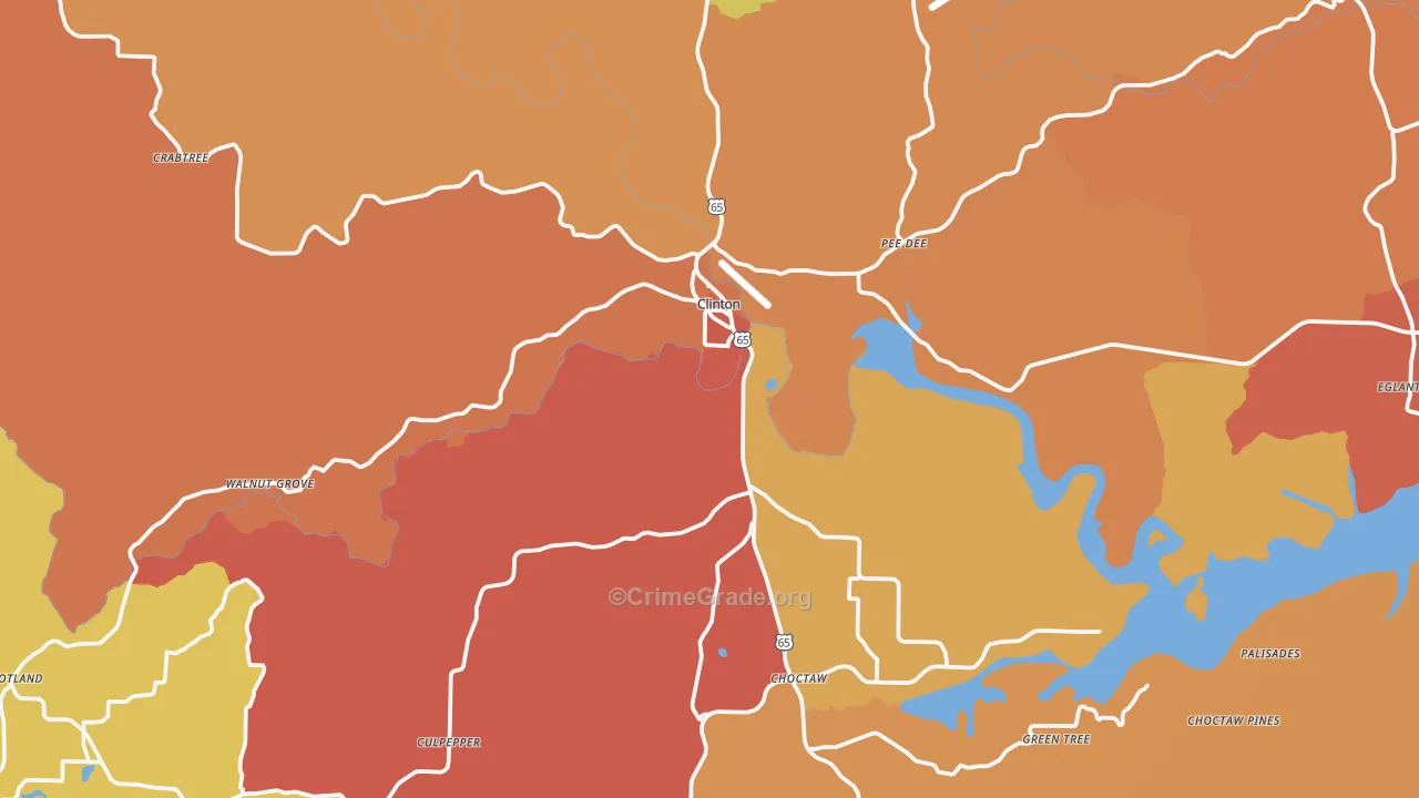 Clinton, AR Map of Drug-Related Crime Rates