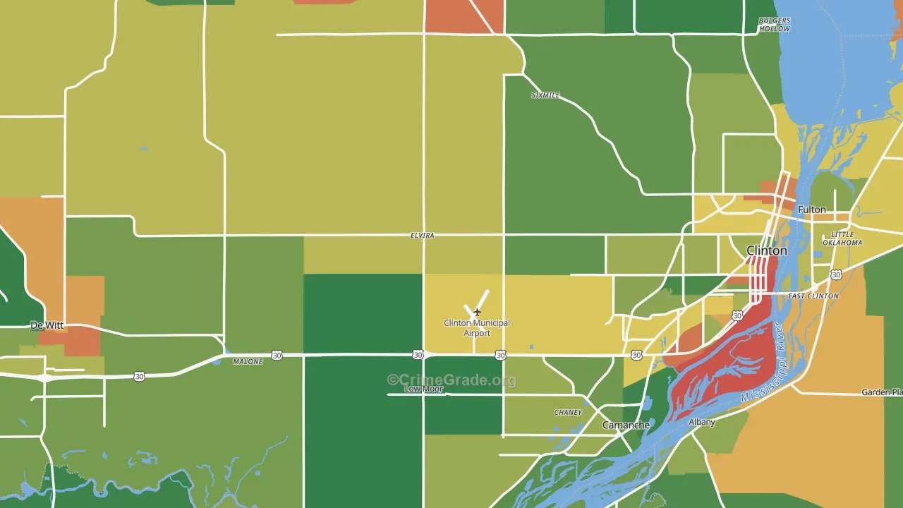 Clinton County, IA Map of Drug-Related Crime Rates