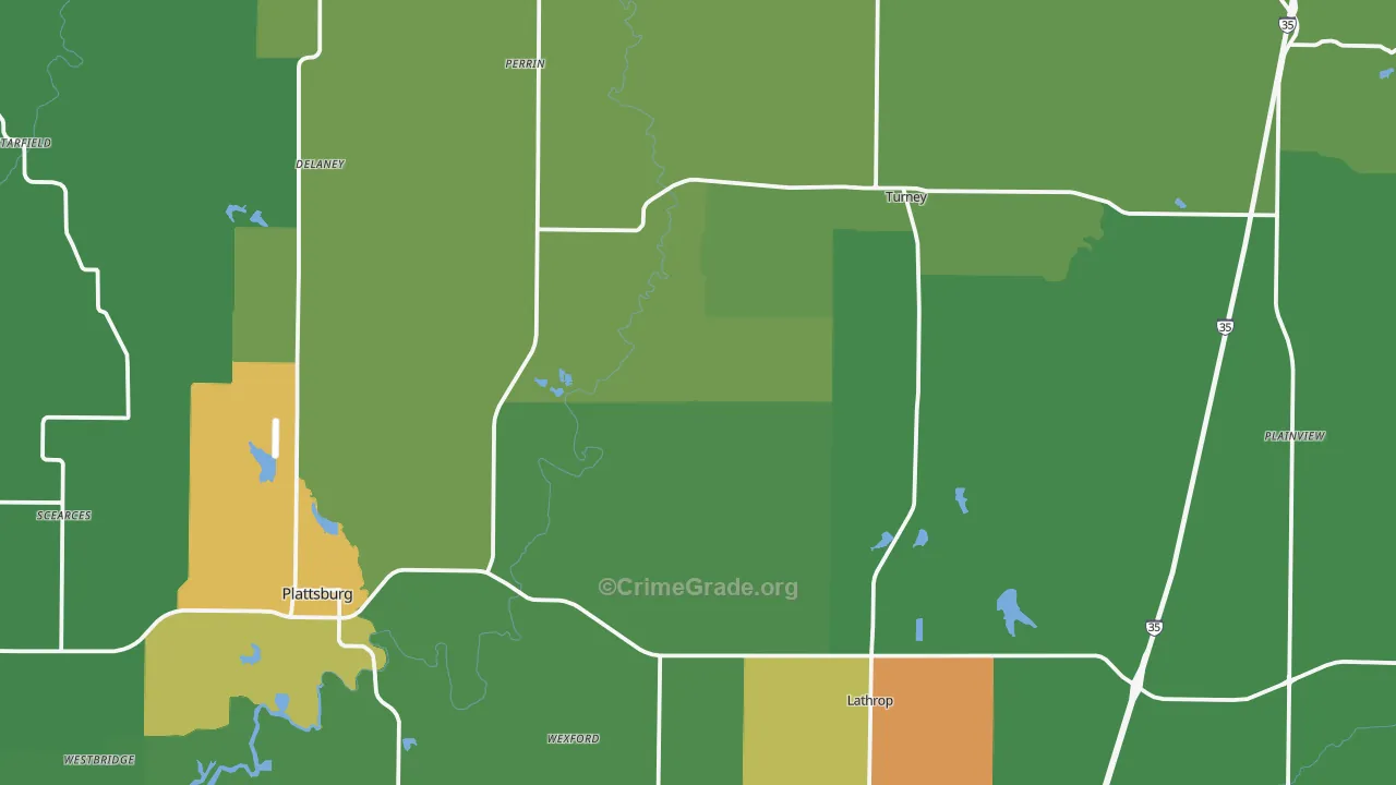 Clinton County, MO Map of Drug-Related Crime Rates