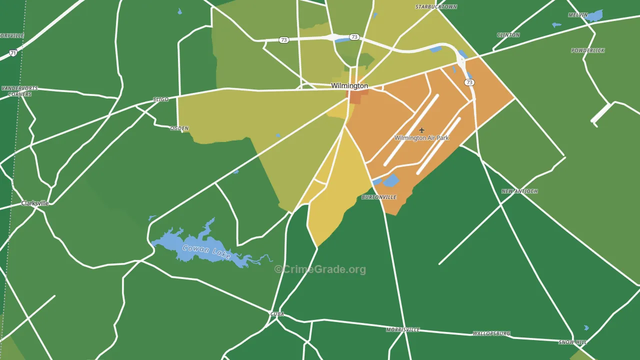 Clinton County, OH Map of Drug-Related Crime Rates