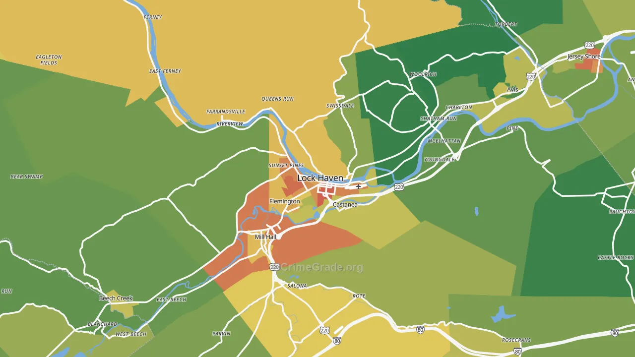 Clinton County, PA Map of Drug-Related Crime Rates