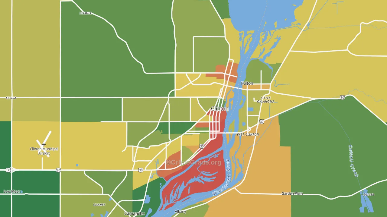 Clinton, IA Map of Drug-Related Crime Rates