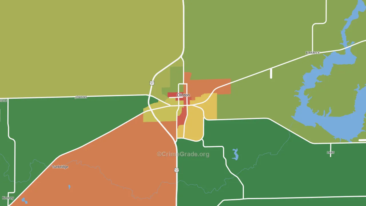 Clinton, IL Map of Drug-Related Crime Rates