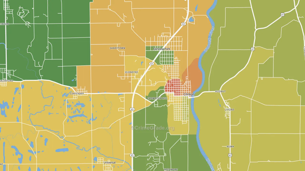 Clinton, IN Map of Drug-Related Crime Rates