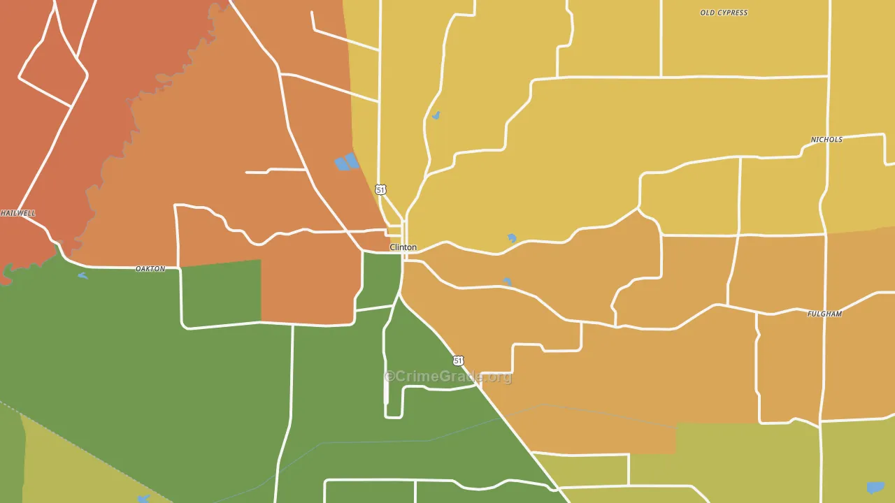 Clinton, KY Map of Drug-Related Crime Rates