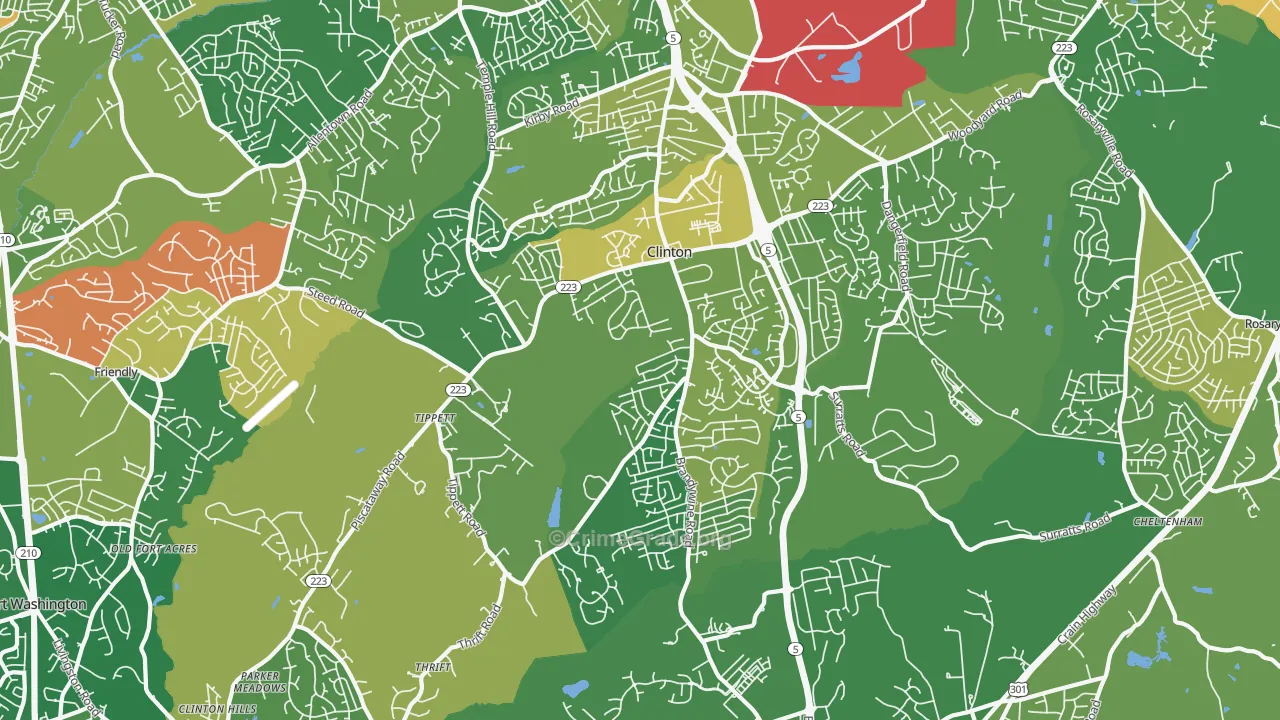 Clinton, MD Map of Drug-Related Crime Rates