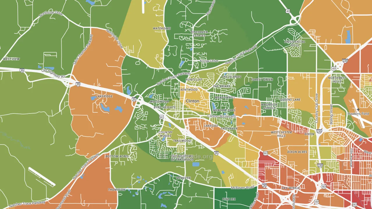 Clinton, MS Map of Drug-Related Crime Rates