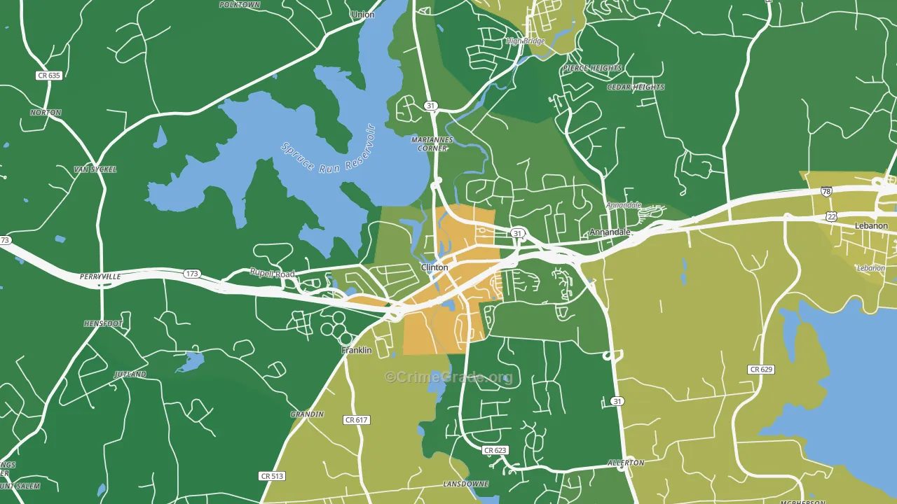 Clinton, NJ Map of Drug-Related Crime Rates
