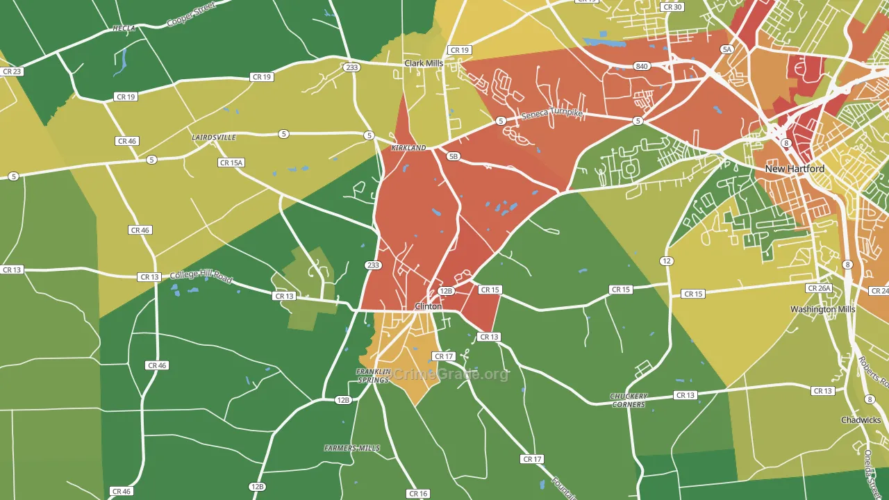 Clinton, NY Map of Drug-Related Crime Rates