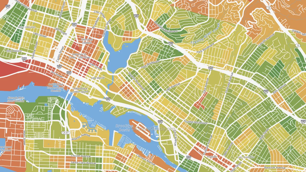 Clinton, Oakland, CA Map of Drug-Related Crime Rates