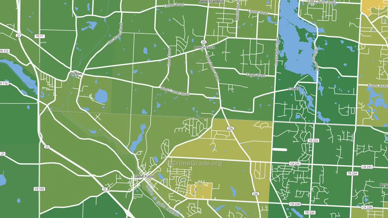 Clinton, OH Map of Drug-Related Crime Rates