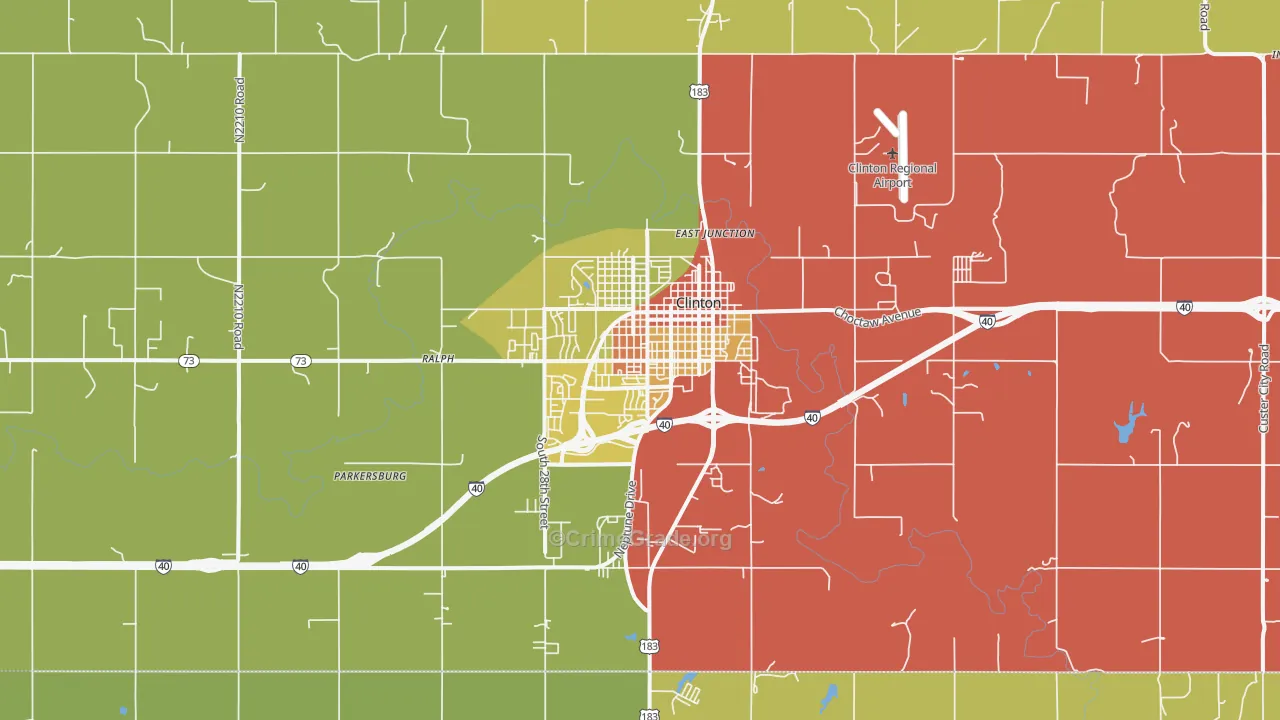Clinton, OK Map of Drug-Related Crime Rates