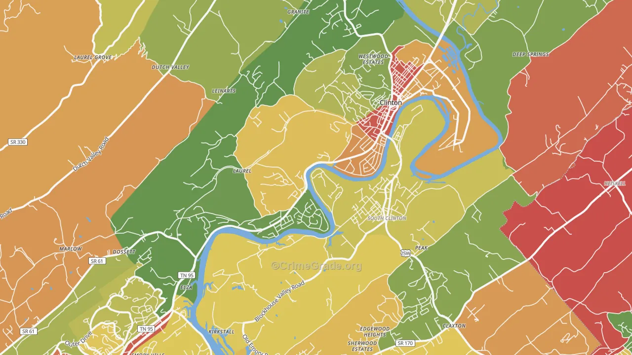 Clinton, TN Map of Drug-Related Crime Rates