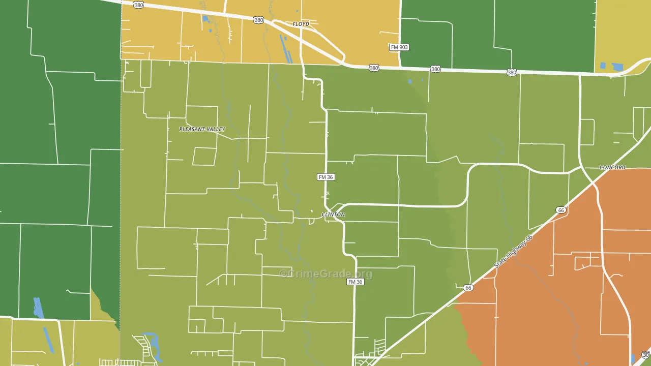 Clinton, TX Map of Drug-Related Crime Rates