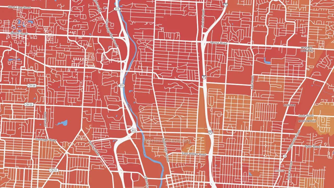 Clintonville, Columbus, OH Map of Drug-Related Crime Rates