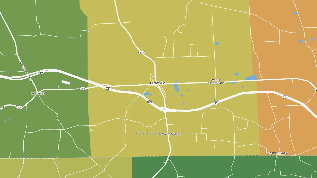 Clintonville, PA Map of Drug-Related Crime Rates