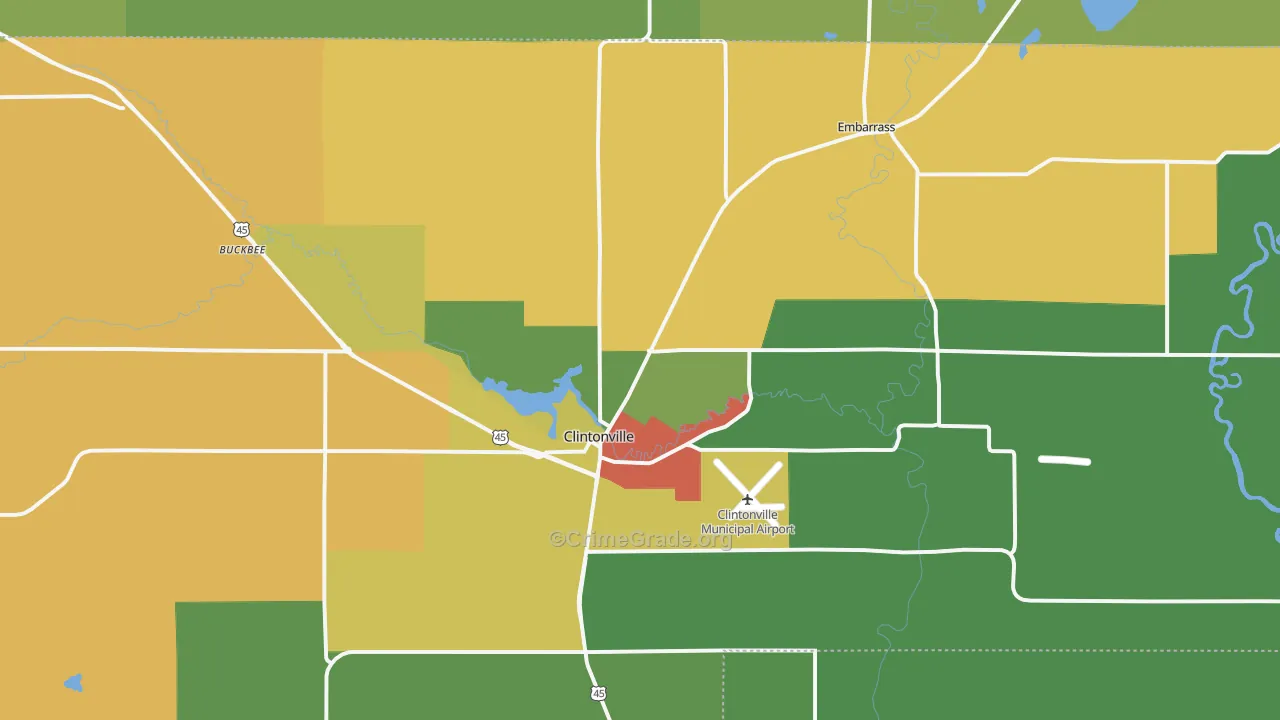 Clintonville, WI Map of Drug-Related Crime Rates