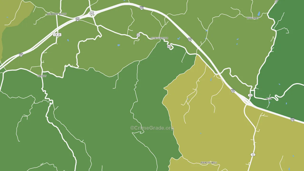 Clintonville, WV Map of Drug-Related Crime Rates