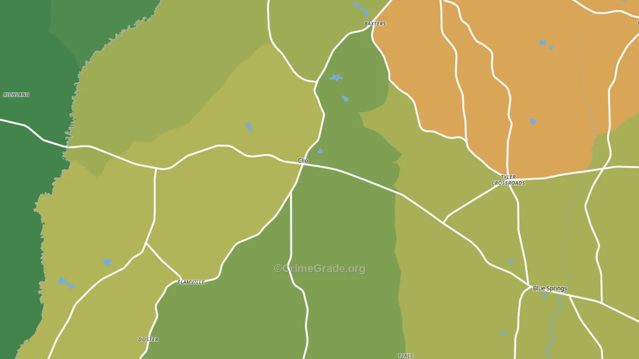 Clio, AL Map of Drug-Related Crime Rates