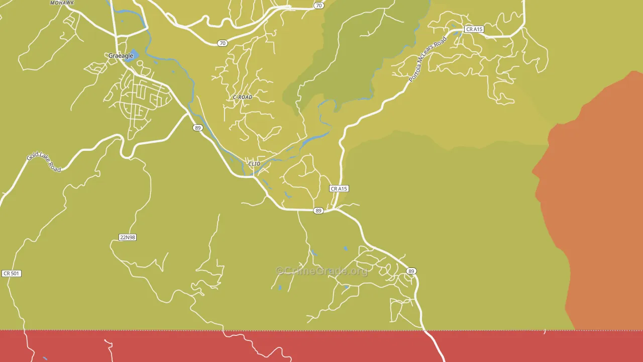 Clio, CA Map of Drug-Related Crime Rates