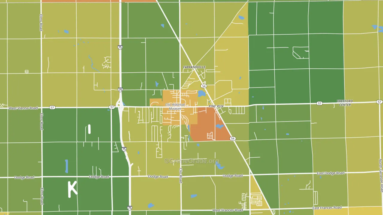 Clio, MI Map of Drug-Related Crime Rates