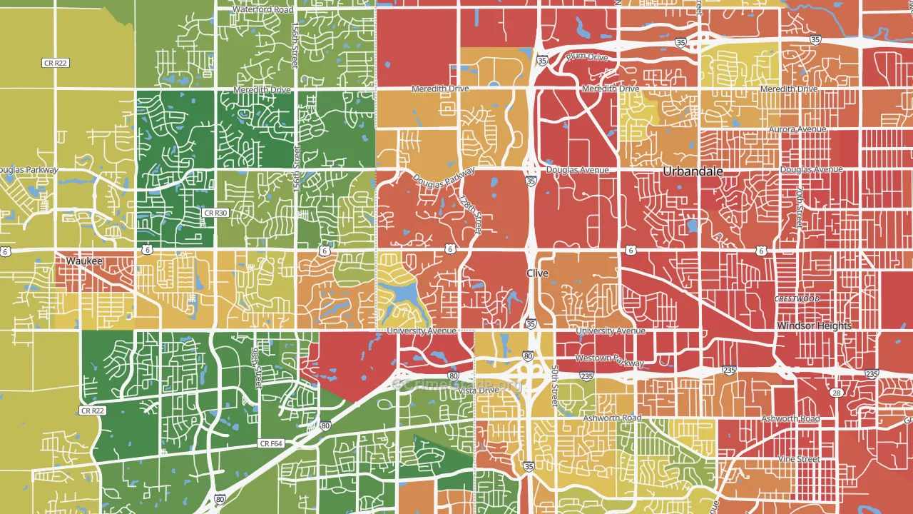 Clive, IA Map of Drug-Related Crime Rates