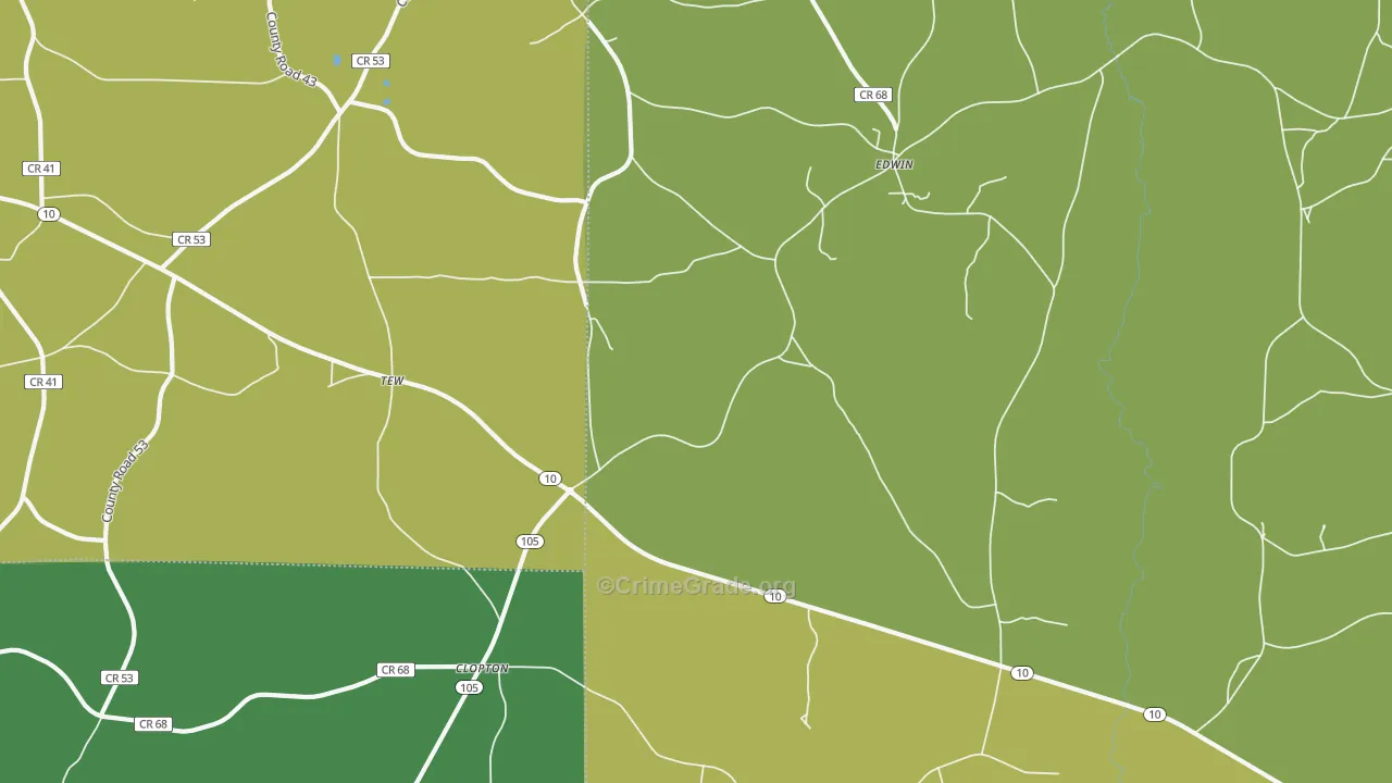 Clopton, AL Map of Drug-Related Crime Rates