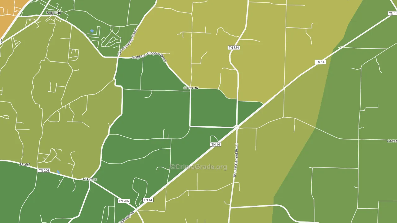 Clopton, TN Map of Drug-Related Crime Rates